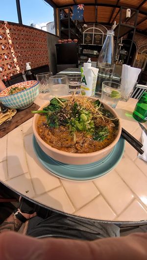 Vegan mushroom ramen  at Inside Cafe in Guanajuato