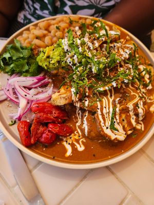 Molletes con mole at Inside Cafe in Guanajuato