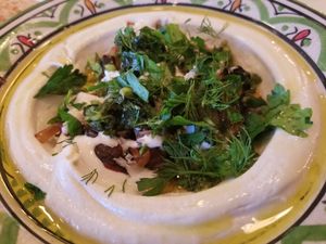 Delicious hummus and pita at Hasiba in Los Angeles