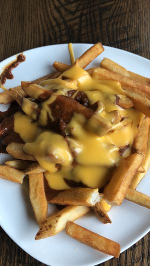 Chili cheese fries at Chili Mustard Onions in Detroit