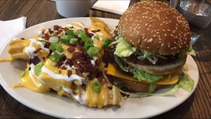 Big Mock with loaded waffle fries at Chili Mustard Onions in Detroit