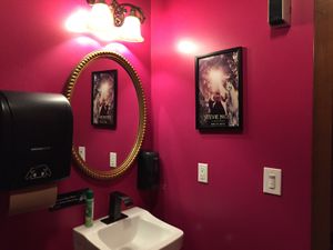 inside the ladies room at Chili Mustard Onions in Detroit