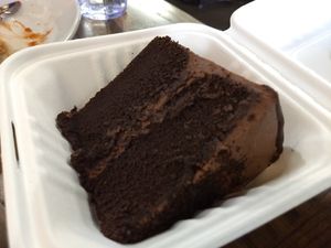Double chocolate cake at Chili Mustard Onions in Detroit