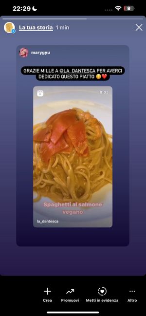 Spaghetti al salmone vegano  at Ristoro Dantesca in Pisa