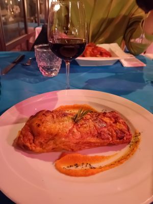 Lasagna funghi zucca e crema di porri at Ristoro Dantesca in Pisa