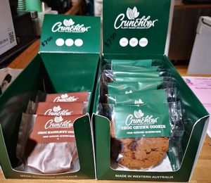 Also selling the delightful Crunchbox cookies 💚 at Raw Raw Raw in Fremantle