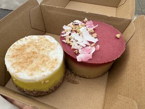 Lemon Meringue and Stawberry Cheesecake   at Raw Raw Raw in Fremantle