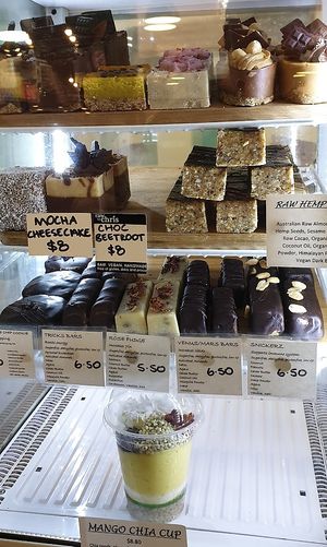 Raw cakes and slices at Raw Raw Raw in Fremantle