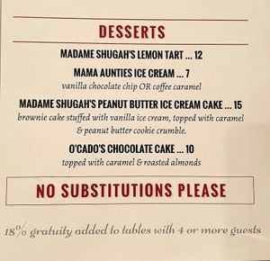 menu Dec 2022 at O'cado in Sherman Oaks