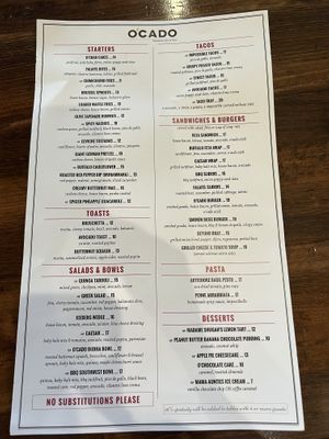 Menu!  at O'cado in Sherman Oaks