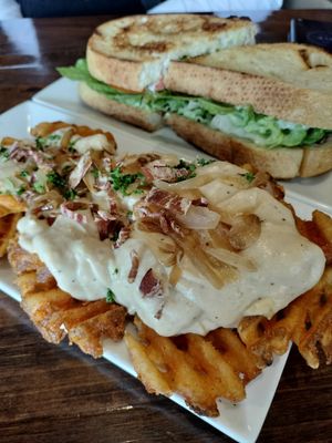 Loaded waffle fries at O'cado in Sherman Oaks
