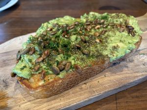 Avocado toast   at O'cado in Sherman Oaks