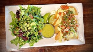 Crispy potato tacos w/ house salad  at O'cado in Sherman Oaks