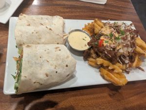 Chickun Shawarma Wrap with Chilli Cheese Fries at O'cado in Sherman Oaks
