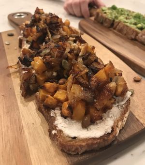 Butternut squash ricotta toast at O'cado in Sherman Oaks