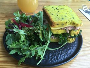 Not tuna jackfruit sandwich at Orteá - Vegan Collective in Lisbon
