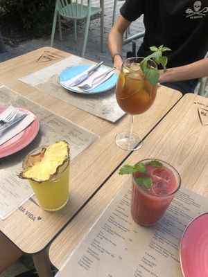 Beautiful juices and sangria!  at Orteá - Vegan Collective in Lisbon