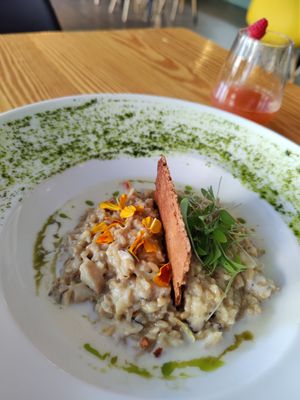 Oatmeal risotto - Unbelievably tasty but It's a small portion at Orteá - Vegan Collective in Lisbon