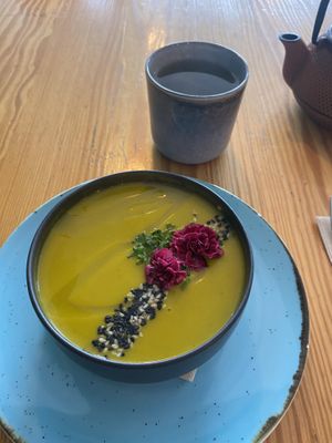 soup of the day- had carrots zucchini and celery  at Orteá - Vegan Collective in Lisbon