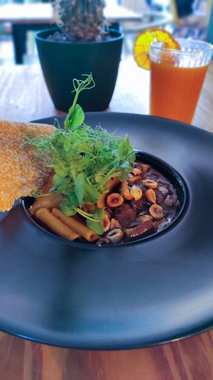 Pasta dish with red wine sauce (from mains) at Orteá - Vegan Collective in Lisbon