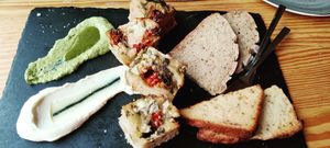 Plate of breads at Orteá - Vegan Collective in Lisbon