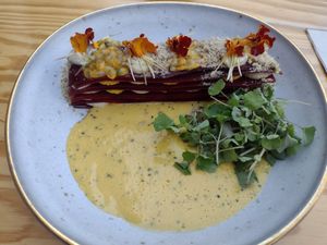 Abysmo main dish - 13€ - tasty, but small portion at Orteá - Vegan Collective in Lisbon