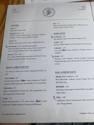 Menu Sep 2022  at Orteá - Vegan Collective in Lisbon