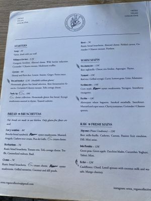 Menu  at Orteá - Vegan Collective in Lisbon