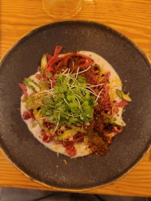 Beet tagliatelle at Orteá - Vegan Collective in Lisbon