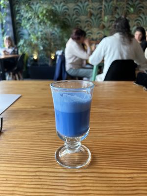 Blue latte   at Orteá - Vegan Collective in Lisbon