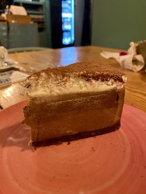 Coffee and chocolate cheesecake  at Orteá - Vegan Collective in Lisbon