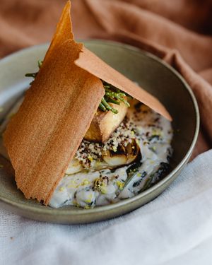 Red Quinoa with Spinach & Grilled Tofu.
 at Orteá - Vegan Collective in Lisbon