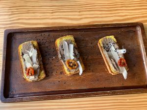 Mushrooms bruschetta at Orteá - Vegan Collective in Lisbon