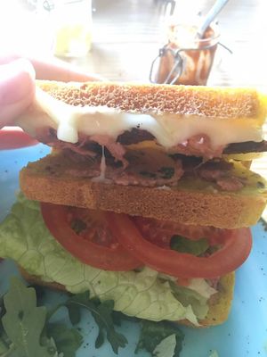 Sandwich close up, cheese was amazing! at Orteá - Vegan Collective in Lisbon