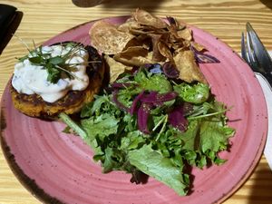 Lentil burger  at Orteá - Vegan Collective in Lisbon