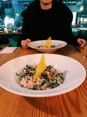 Fancy Tagliatelle - creamy mushroom & truffle pasta  at Orteá - Vegan Collective in Lisbon