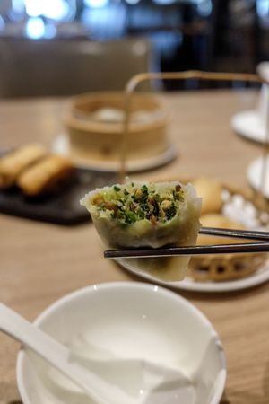 Shanghai bok choi dumplings
 at Hi-Lai Vegetarian 漢來蔬食 - Hanshin Shopping in Kaohsiung