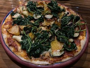 Hummus & roast veg pizza  at Fin Bar in Dauin