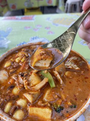 Tofu close-up; Massaman 10/10  at The Family Restaurant in Bangkok