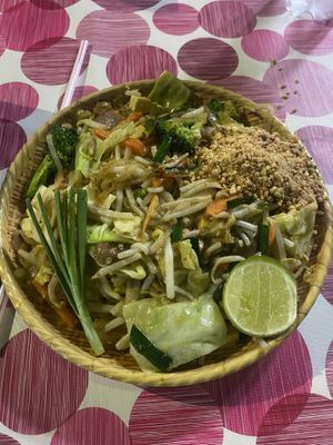 Vegan pad thai!!!   at The Family Restaurant in Bangkok