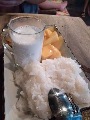 MANGO STICKY RICE. It's amazing. at The Family Restaurant in Bangkok