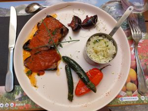 Eggplant and rice de Camargue at La Bohème in Arles