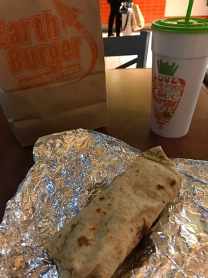 Buffalo chicken wrao at Earth Burger in Bloomington