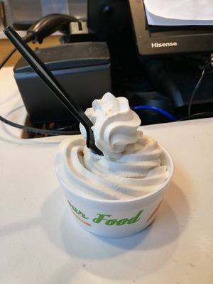 Coconut soft serve! at Earth Burger in Bloomington