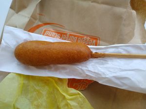 Corndog at Earth Burger in San Marcos