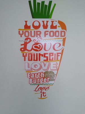 Sign at Earth Burger in San Marcos