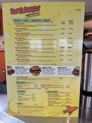 Inside dining now open but no patio tables. at Earth Burger in San Marcos