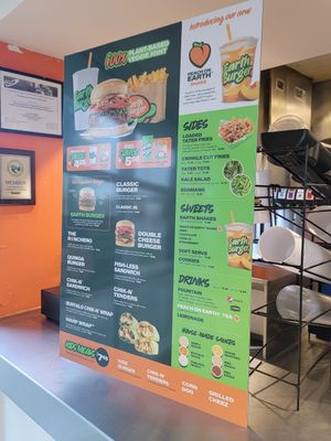 Menu at Earth Burger in San Marcos