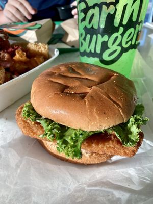 Fish-less Sandwich 🚫🐟  at Earth Burger in San Marcos