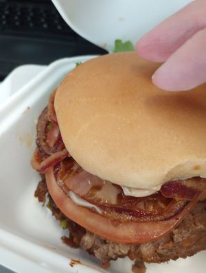 Signature burger! at Earth Burger in San Marcos